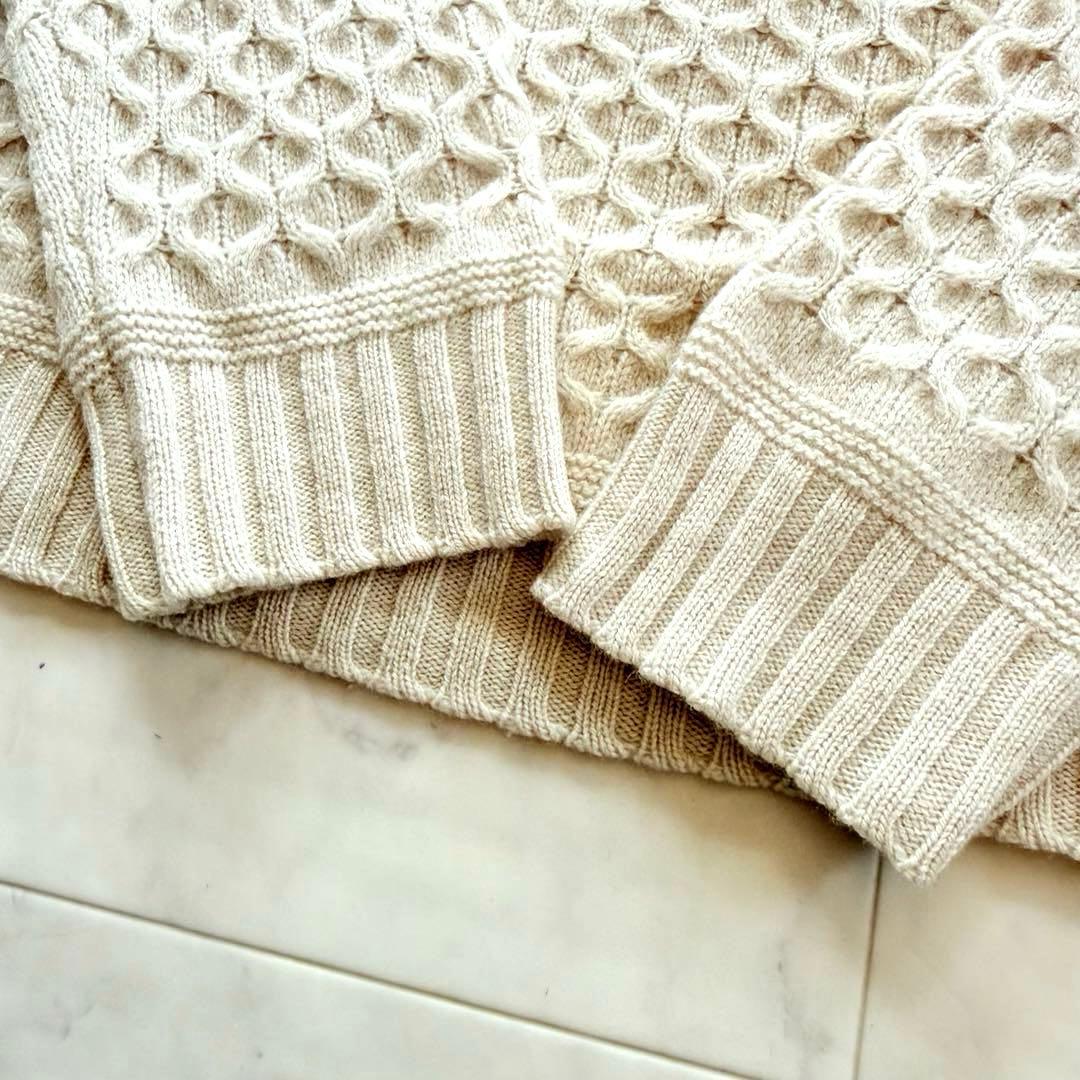 美品☆マックスマーラ バージンウールケーブルニットセーター チェック