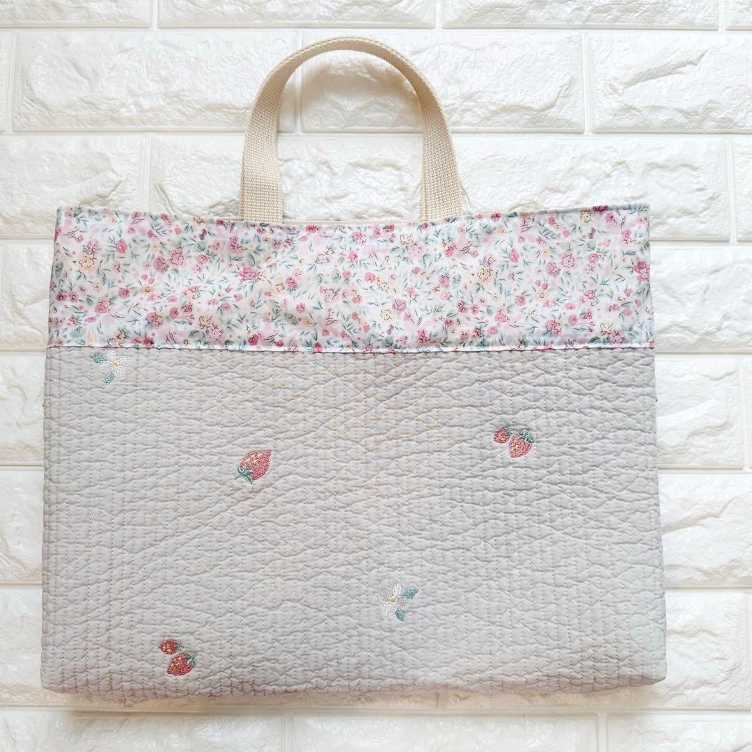 ハンドメイド リバティ 花柄 女の子 レッスンバッグ ヌビ 入園入学 上