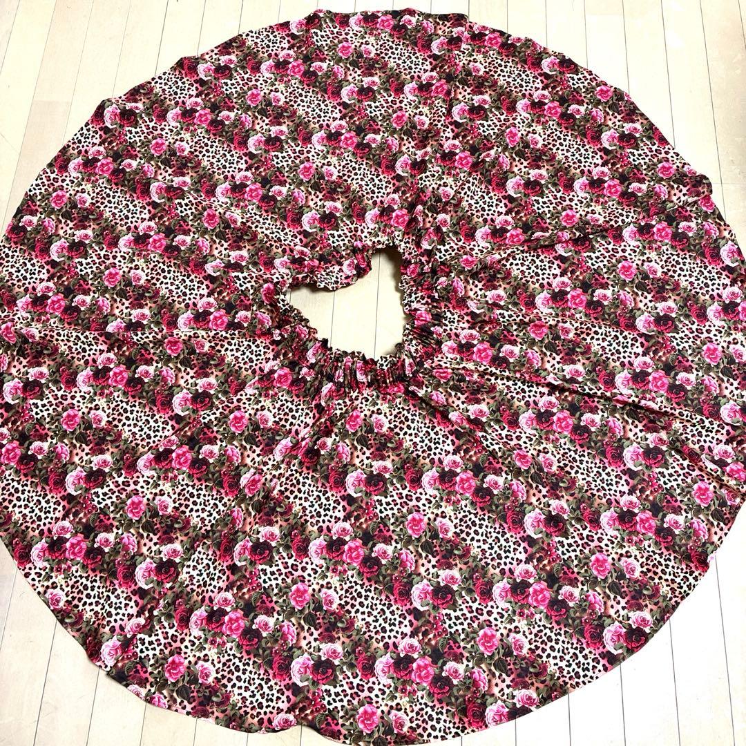 薔薇バラ花柄ヒョウ柄豹柄全円サーキュラースカート ロカビリーロックンロール imgrc0069825433.jpg
