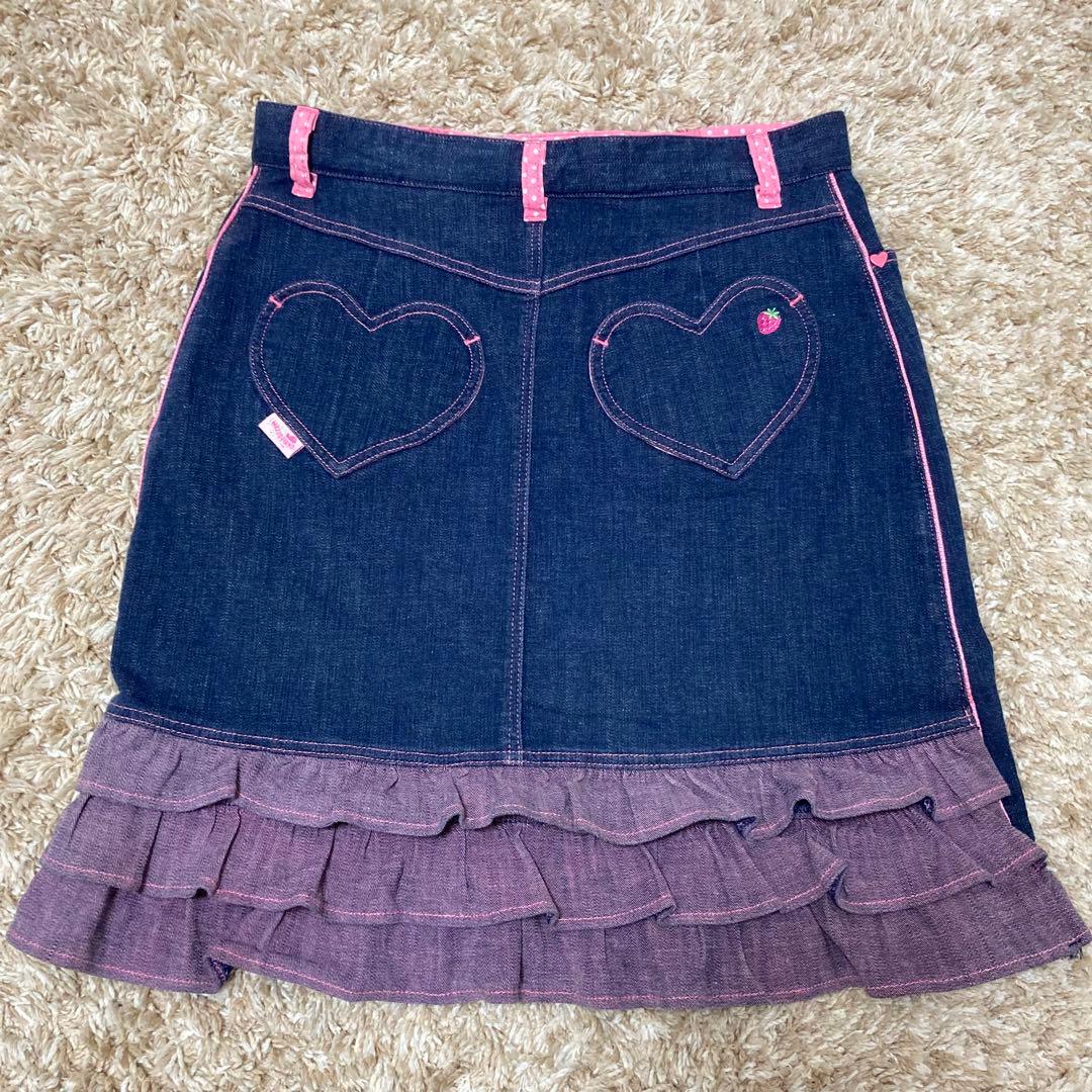 メゾピアノ 160 デニムスカート いちご柄 平成レトロ 女児 Y2K