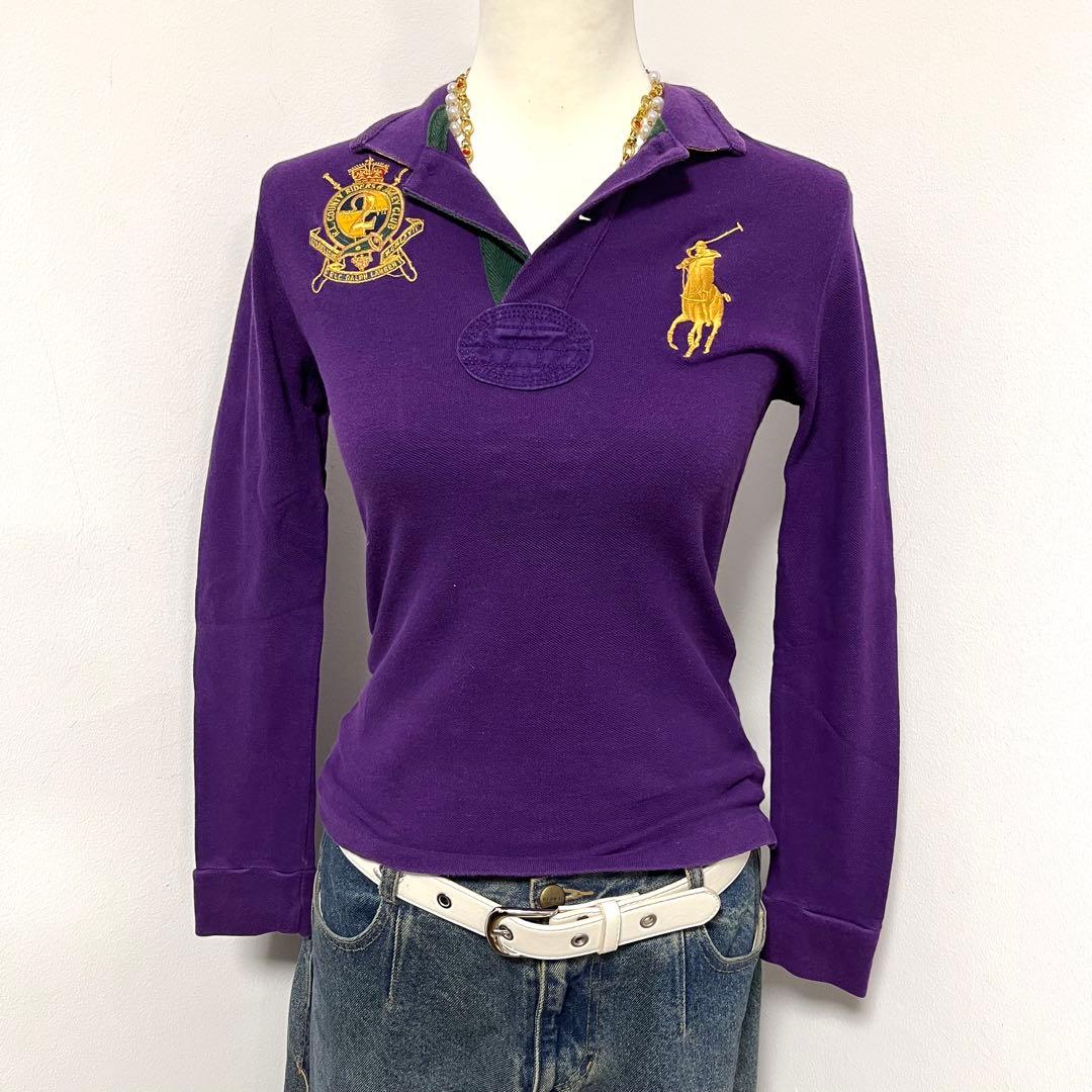 polo ラルフローレン ポロシャツ 長袖 ビックポニー y2k グランジ