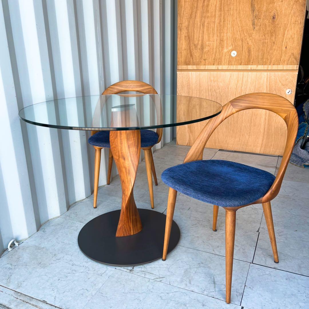 取付無料！アクタス ポラダ SPINガラステーブル・ESTERチェア2脚