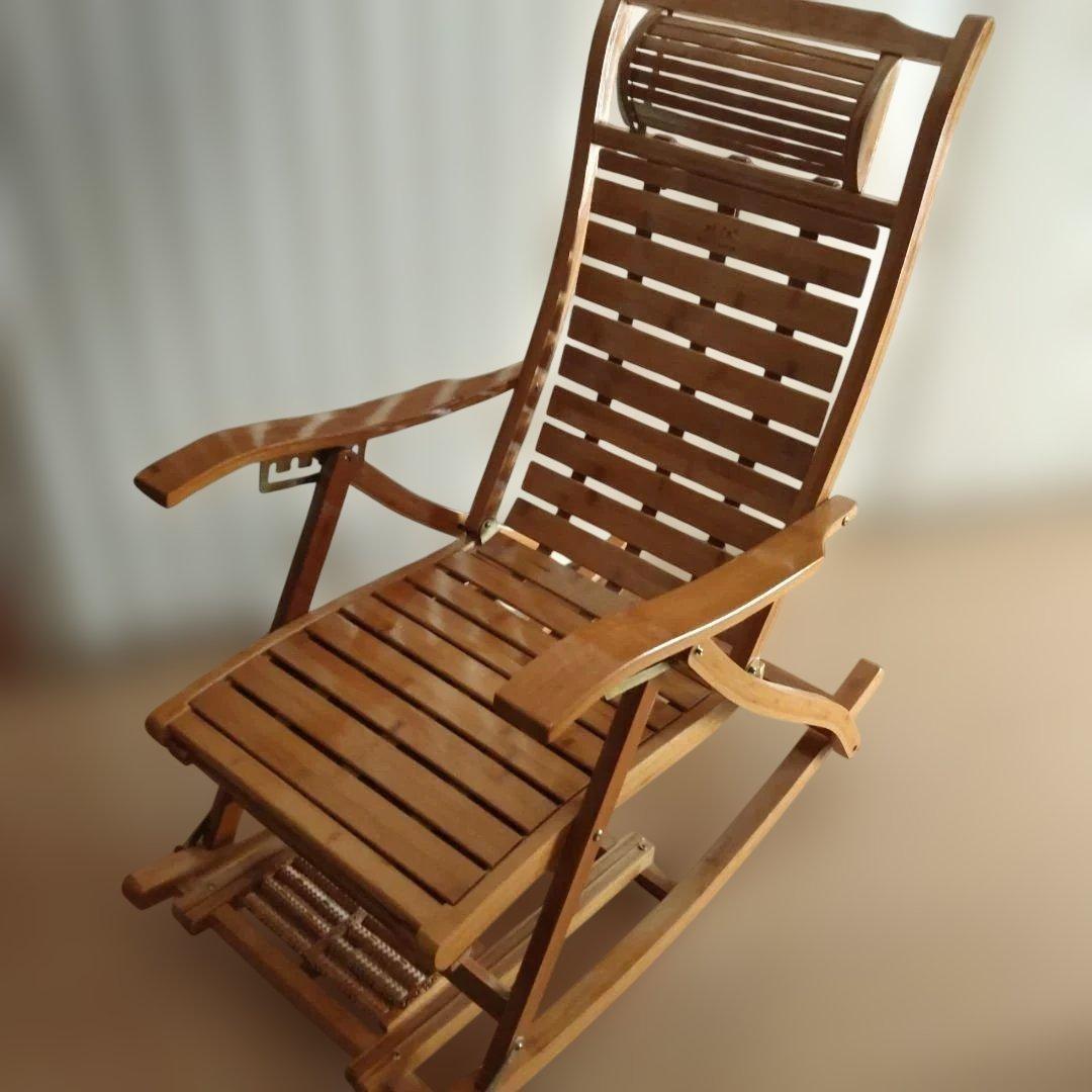 竹製チェア 折りたたみ式の竹製 ロッキングチェア 快適 ロッキングチェア竹庭折りたたみ式竹製揺れる椅子組立簡単耐荷重200kg5