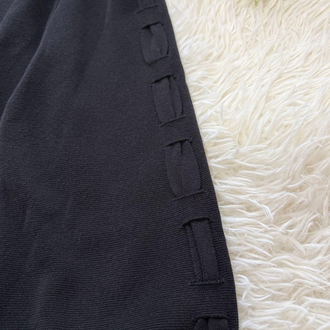 袖リボン レースアップ 40 エムズグレイシー カットソー 薄手ニット 黒