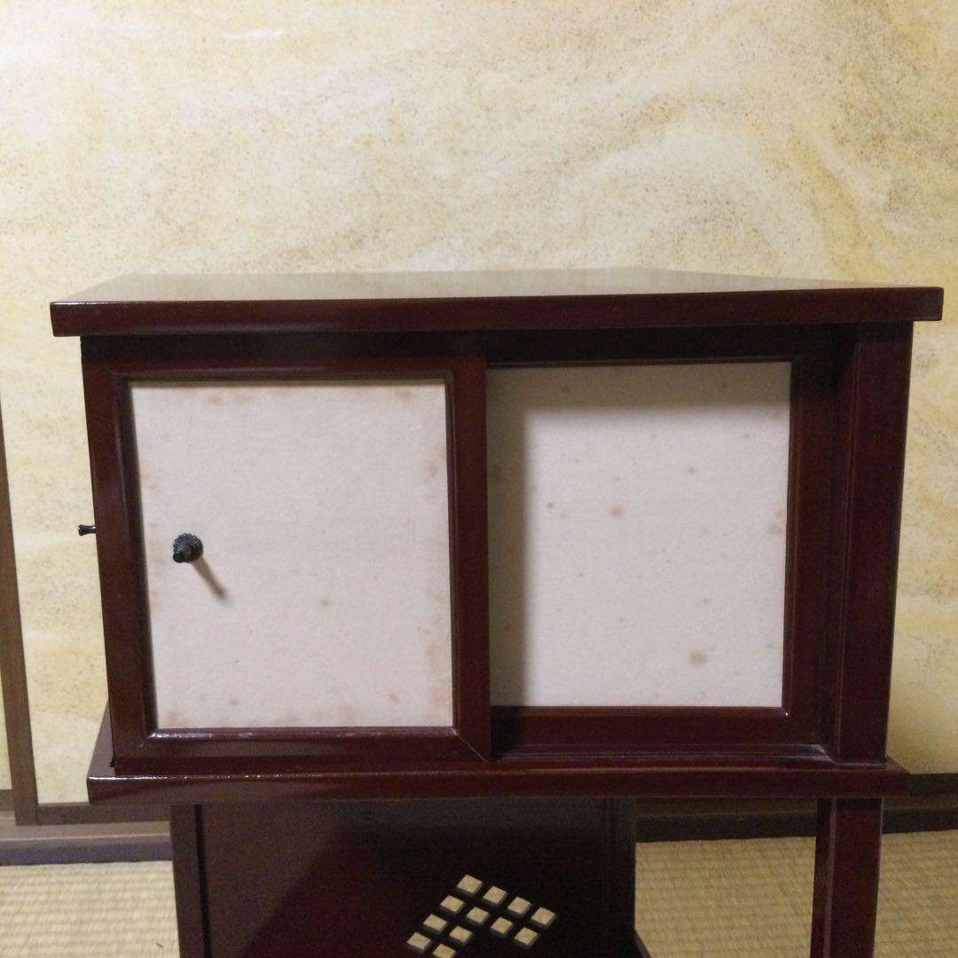 茶道具 徒然棚 溜塗 茶棚 箱付 L307