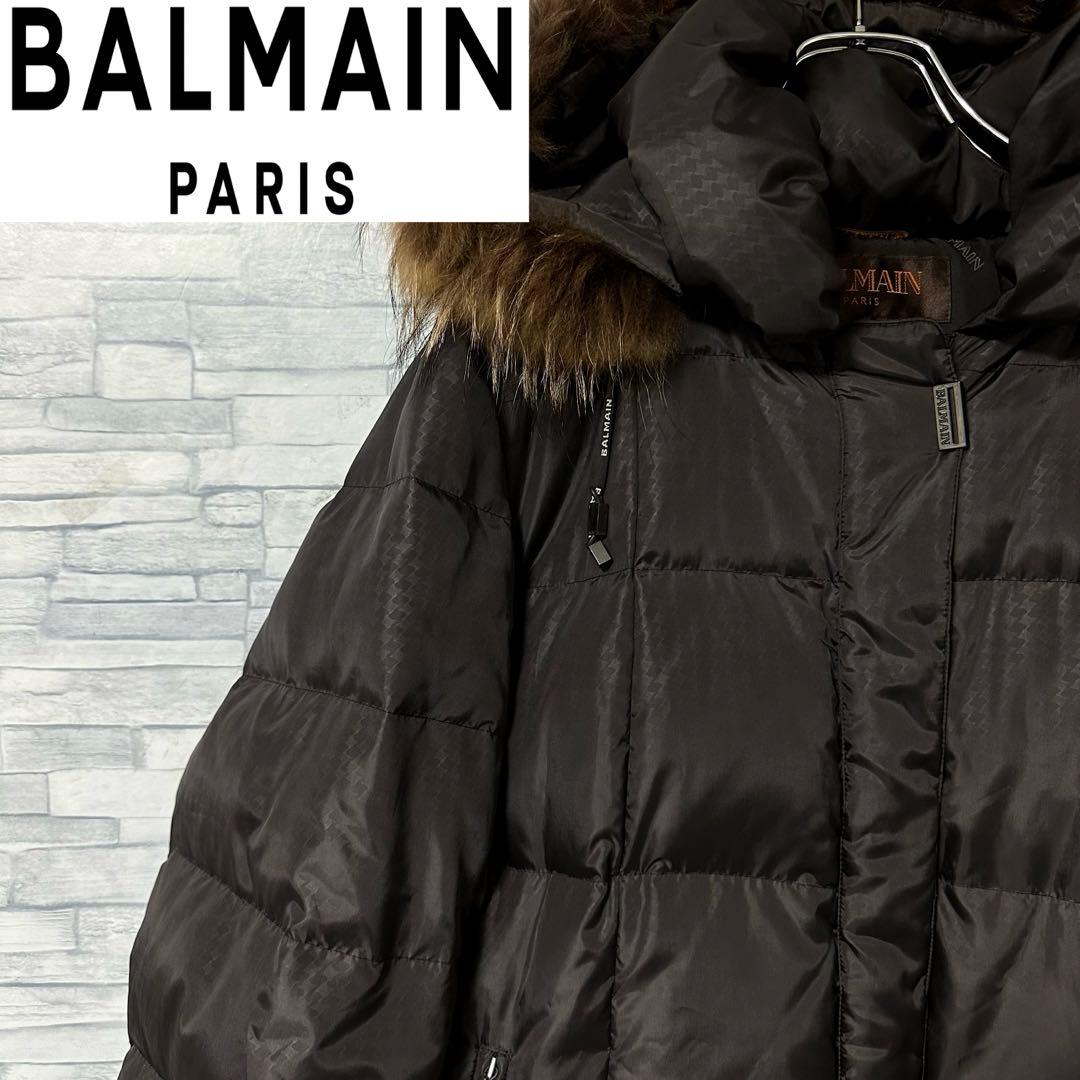 高級 BALMAIN バルマン ダウンコート フィンランドラクーン 11 L