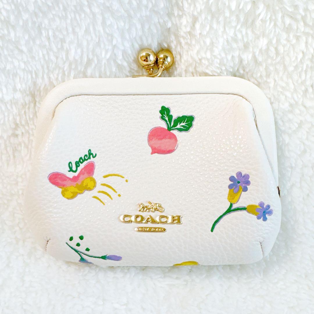 極美品】COACH コーチ キスロック がま口財布 コインケース 花柄