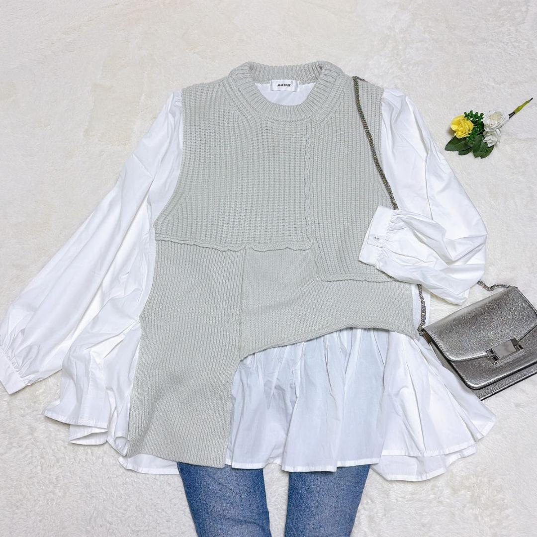 極美品 フレアドッキングシャツニット アルパカ混 プルオーバー フリーサイズ sakishimatokyo ニット セーター 新色追加「着映えトップス」アルパカ