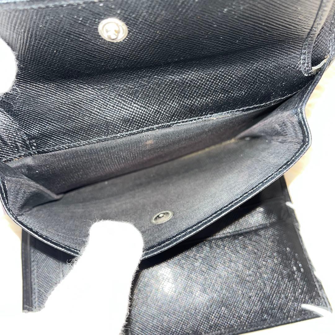 未使用級✨PRADAプラダ 三つ折り財布 サフィアーノ レザー ブラック