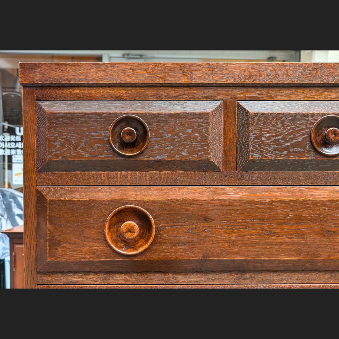 希少・歴史的鳥取の民藝☆辰巳木工／ケヤキ材6段チェスト／デザイン