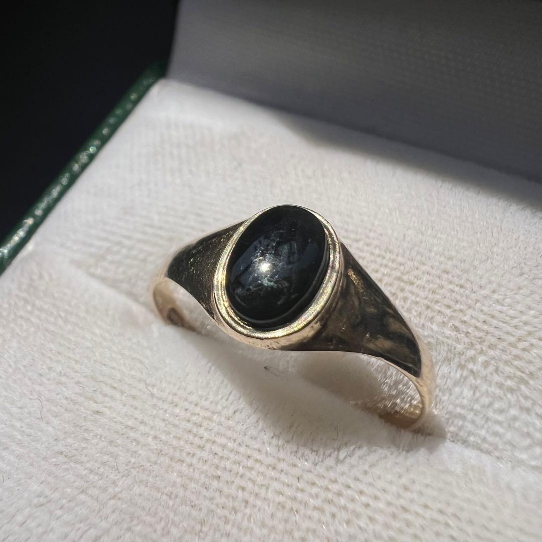 英国ヴィンテージ】 シグネットリング 9K オニキス 1981年 - メルカリ