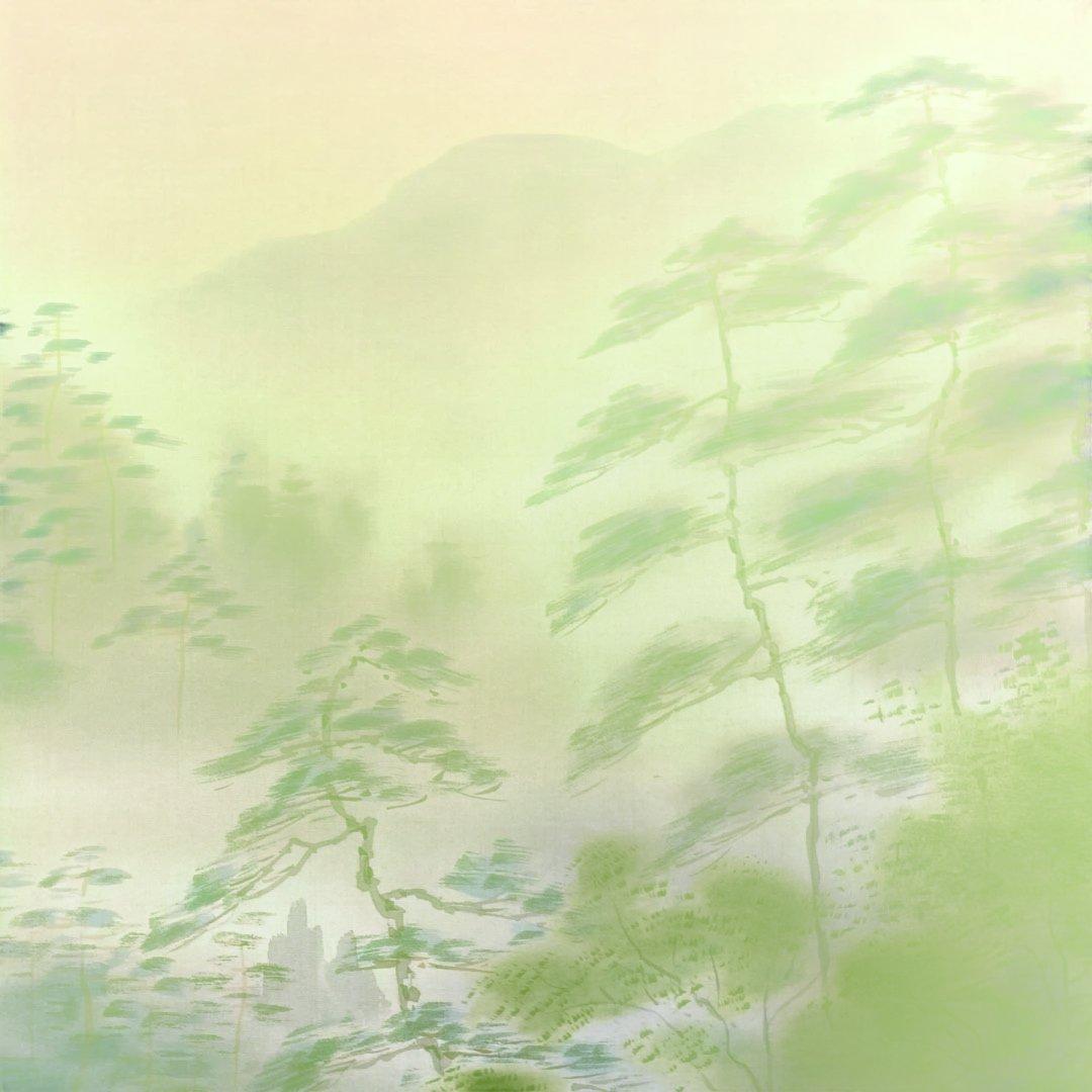 美品 掛け軸 中曽根晁二/晁子作「嵐山遊舟」屋形船 共箱 納涼 夏掛け 京都