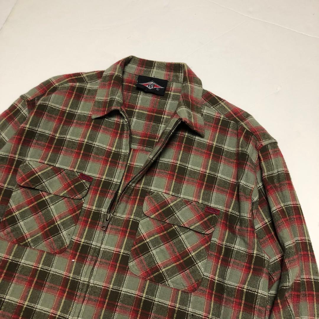 90s 古着 vintage ビンテージ ジップアップ チェックシャツ オンブレ