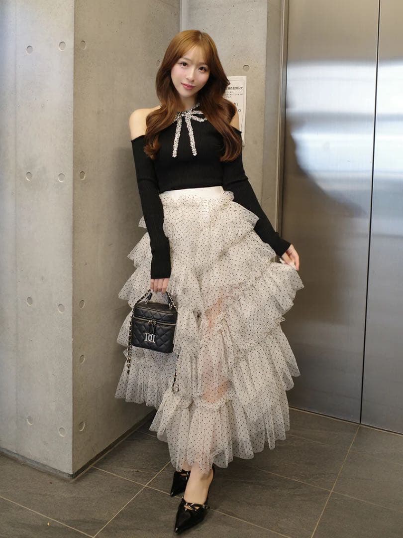 新品タグ付き ダーリッチ リボンビジューアメスリニットトップス