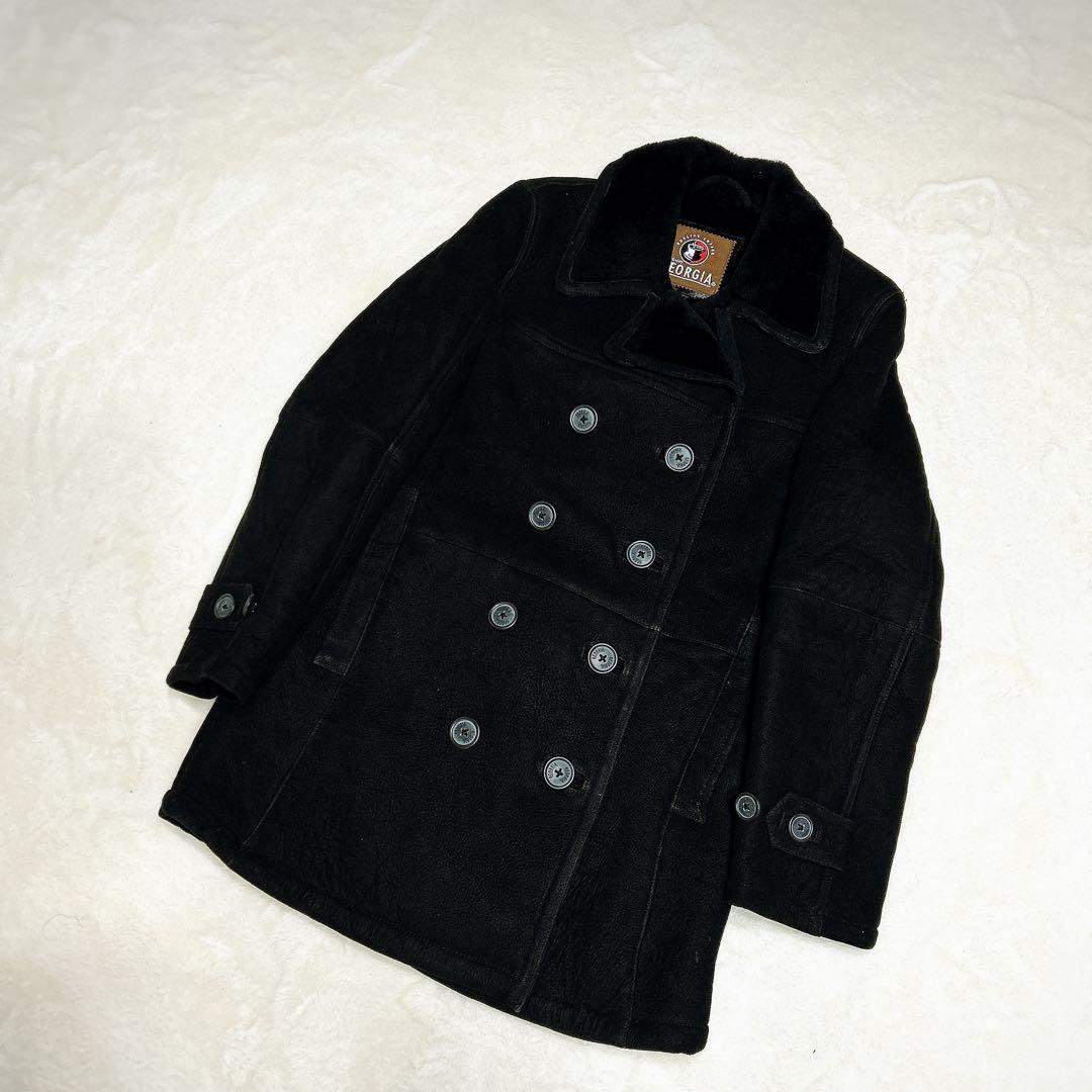 ジョージア 羊革ムートンコート 裏地ムートン 表地シープスキン ブラックPコート GEORGIA ジョージア ムートンコート L 黒 羊革 懸賞品 買取しました