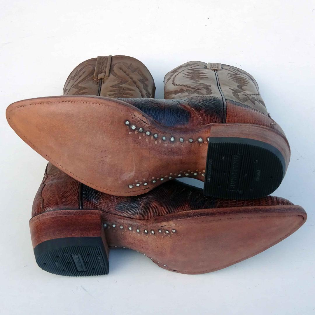 未使用ルケーシーLUCCHESE 2000リザードトカゲウエスタンブーツ9D