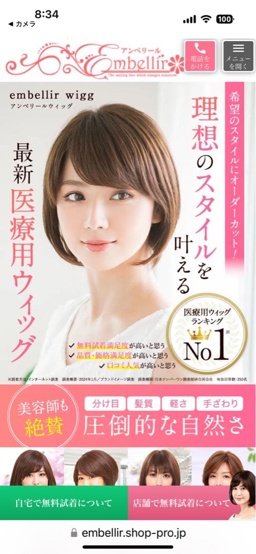 アンベリール 医療用ウィッグ - メルカリ