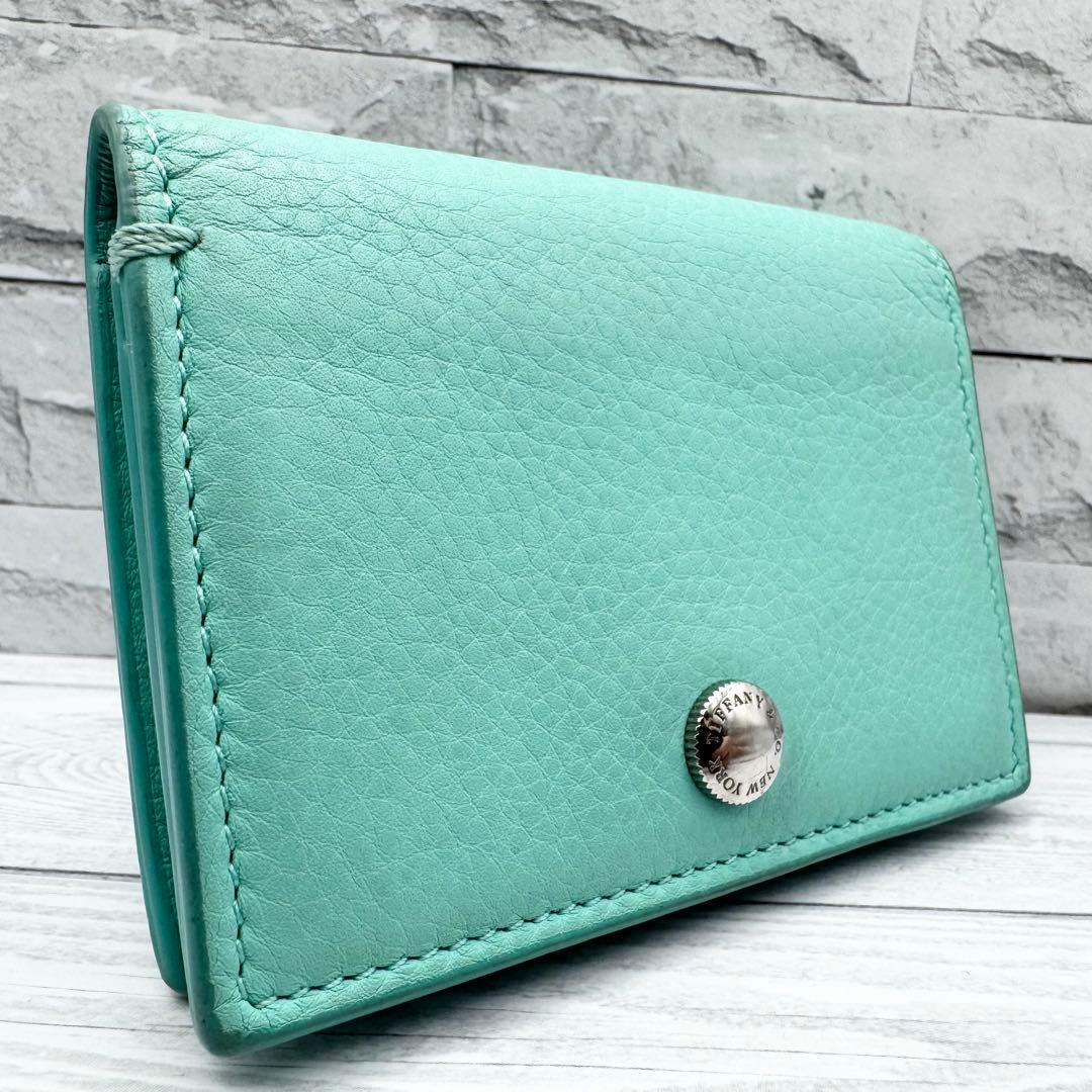 【美品】TIFFANY 名刺入れ カードケース ブルー　レザー　レディース TIFFANY&Co.（ティファニー） 美品 TIFFANY＆CO カードケース 名刺入れ