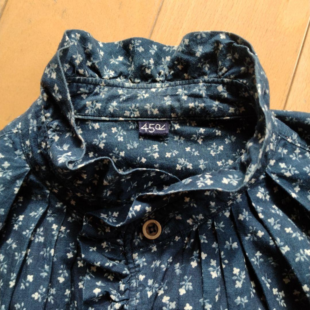 45R 雲間草プリントのフリルブラウス インディゴ／サイズ2 - メルカリ