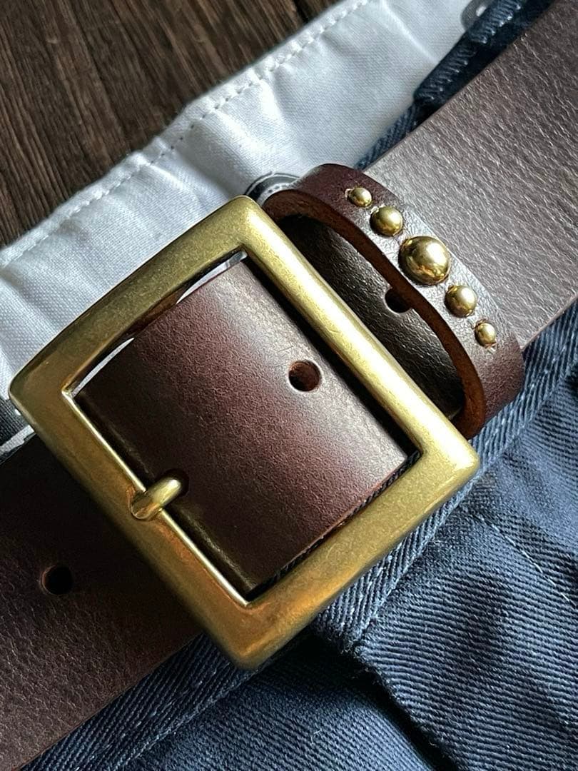 オーダー品 ディッキーズ874専用スタッズベルト ダークブラウン 真鍮