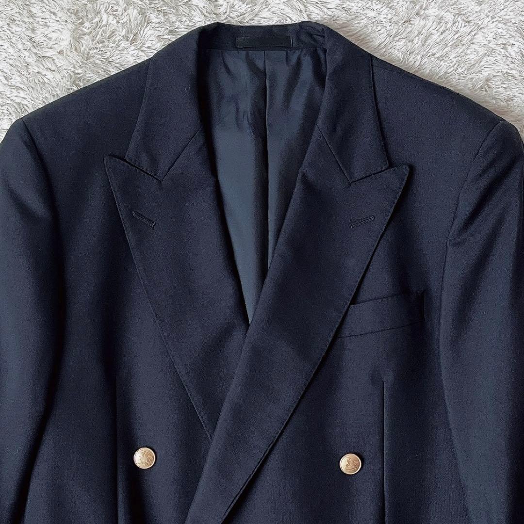 美品】バーバリーロンドン 紺ブレ 金ボタン ダブルジャケット ウール