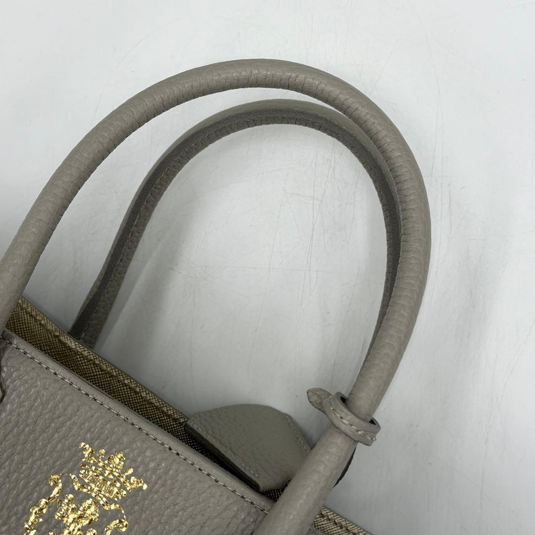 美品】ADMJ ショルダーバッグ 2way ベーシック 牛革シュリンク グレー