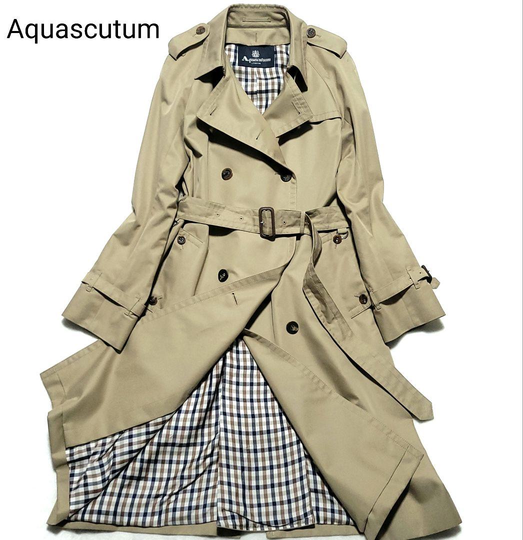 極美品 現行】アクアスキュータム トレンチコート クラブチェック