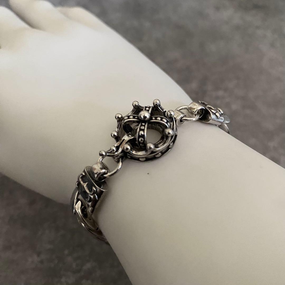 シルバー ブレスレット キング 王冠 クラウン 喜平チェーン