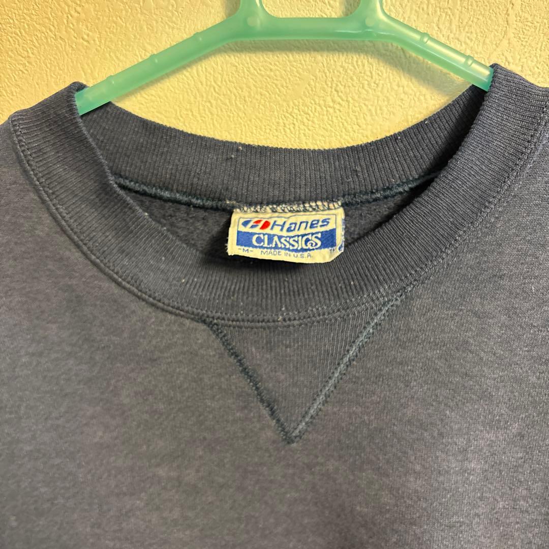 90s? Hanes classic USA製 前V ネイビー スウェット M - メルカリ