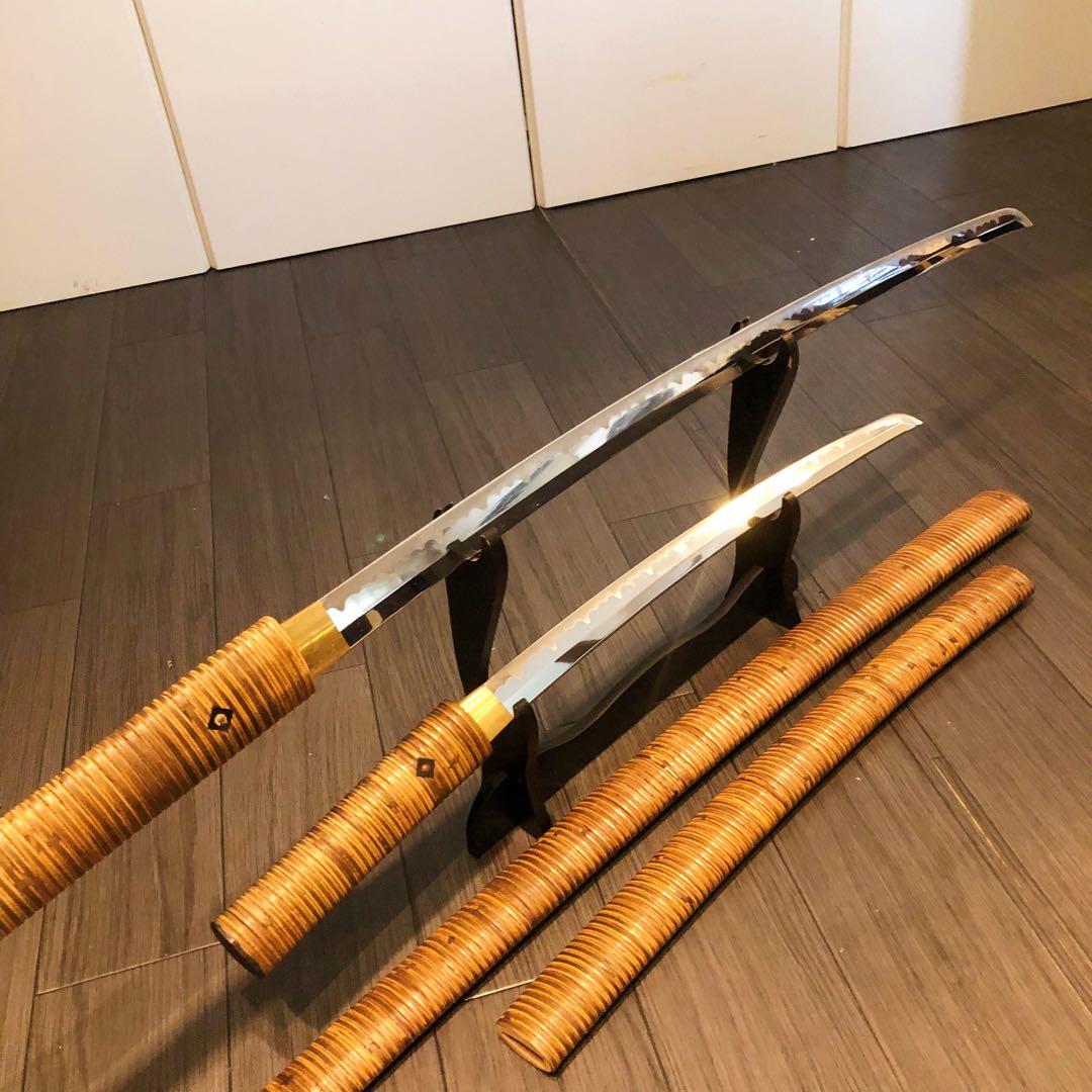 高級模造刀 藤巻き 竹拵え 大小2本セット 太刀 脇差