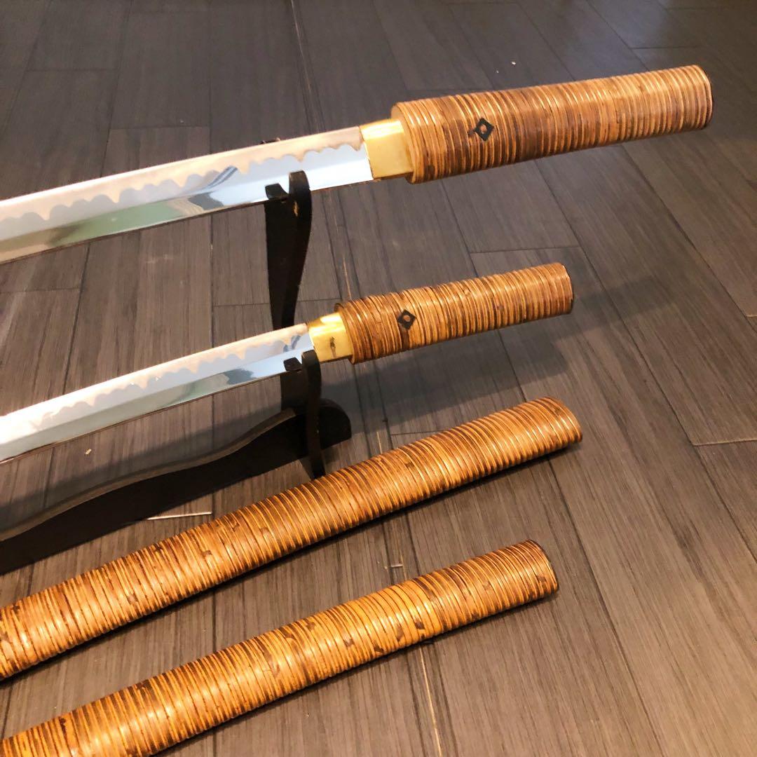 高級模造刀 藤巻き 竹拵え 大小2本セット 太刀 脇差