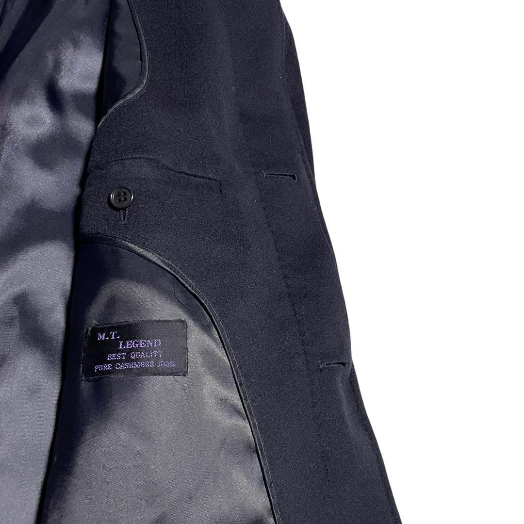 カシミヤ100%×大きいサイズ】マキシ丈比翼チェスターコート 濃紺 XL