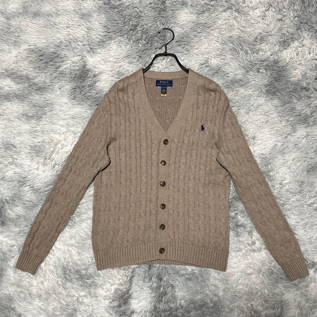 現行タグ】ポロラルフローレン カーディガン ケーブル編み 刺繍