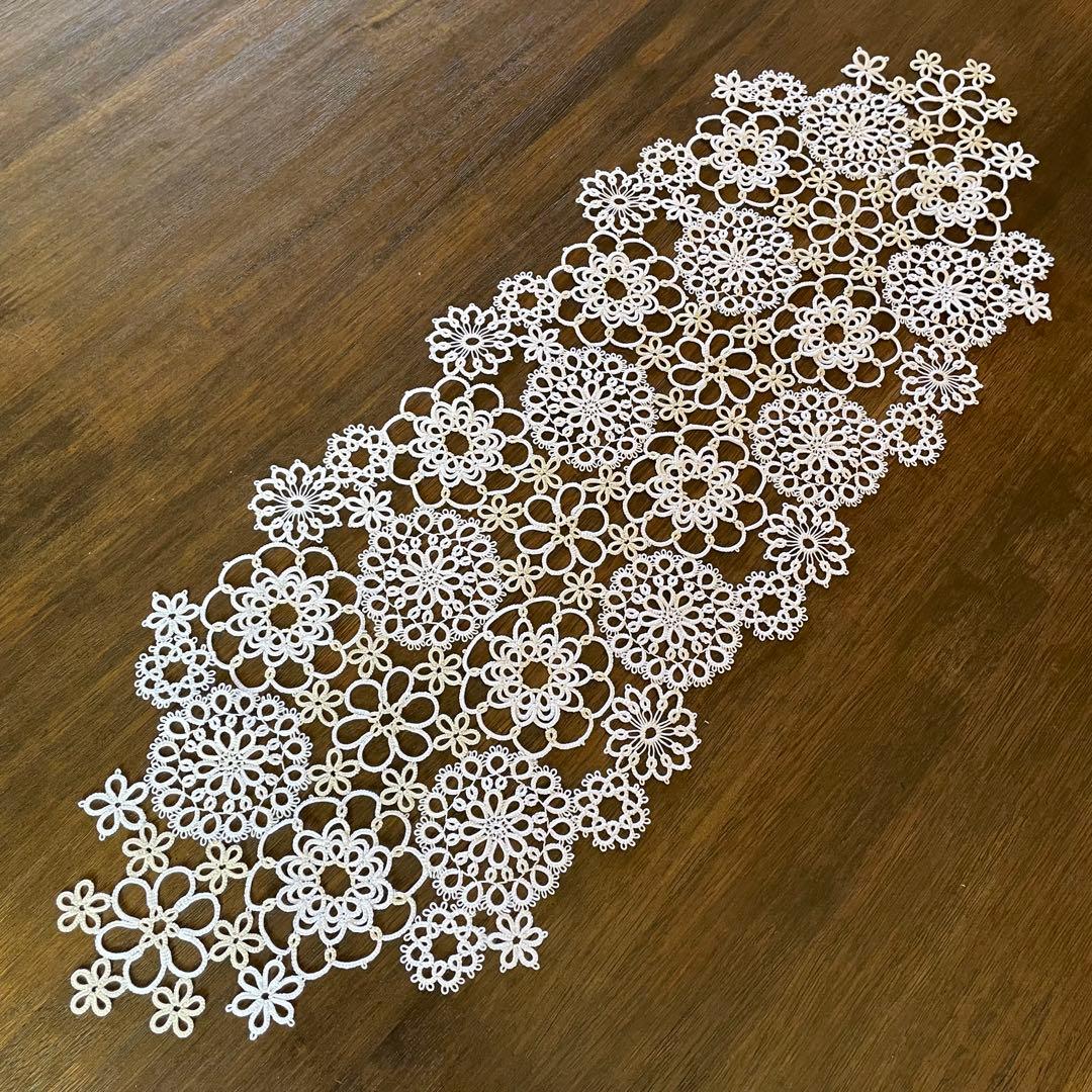 タティングレース ドイリー レース編み ハンドメイド 61.5×21cm - メルカリ