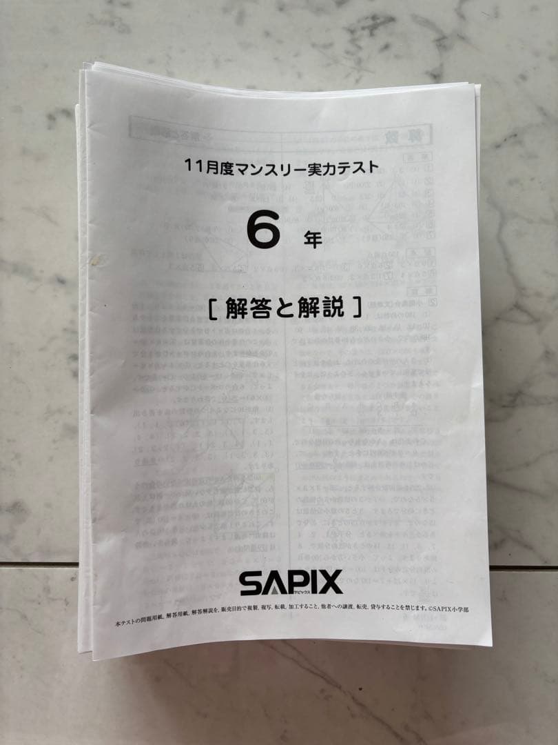 【】サピックス 6年テスト 最新 サピックス6年 テスト1年分 16回 SAPIX - メルカリ