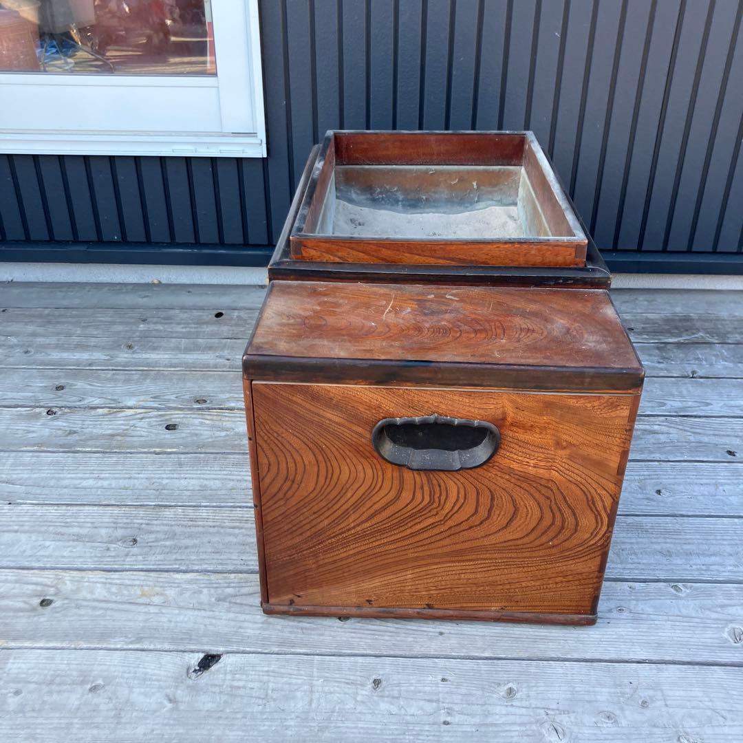 昭和レトロ 木製 長火鉢 5杯 引き出し収納付き 火鉢 囲炉裏 古家具