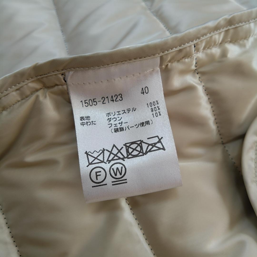 オースチンリード フード付きダウンコート L40 ビジュー装飾つき 黒 白