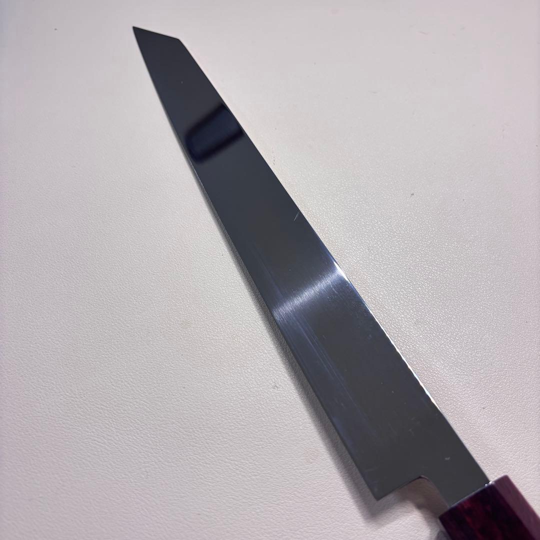 270mm 切付柳刃包丁 鏡面 紫檀八角柄 刺身包丁 「全鋼」'. ご覧いただき