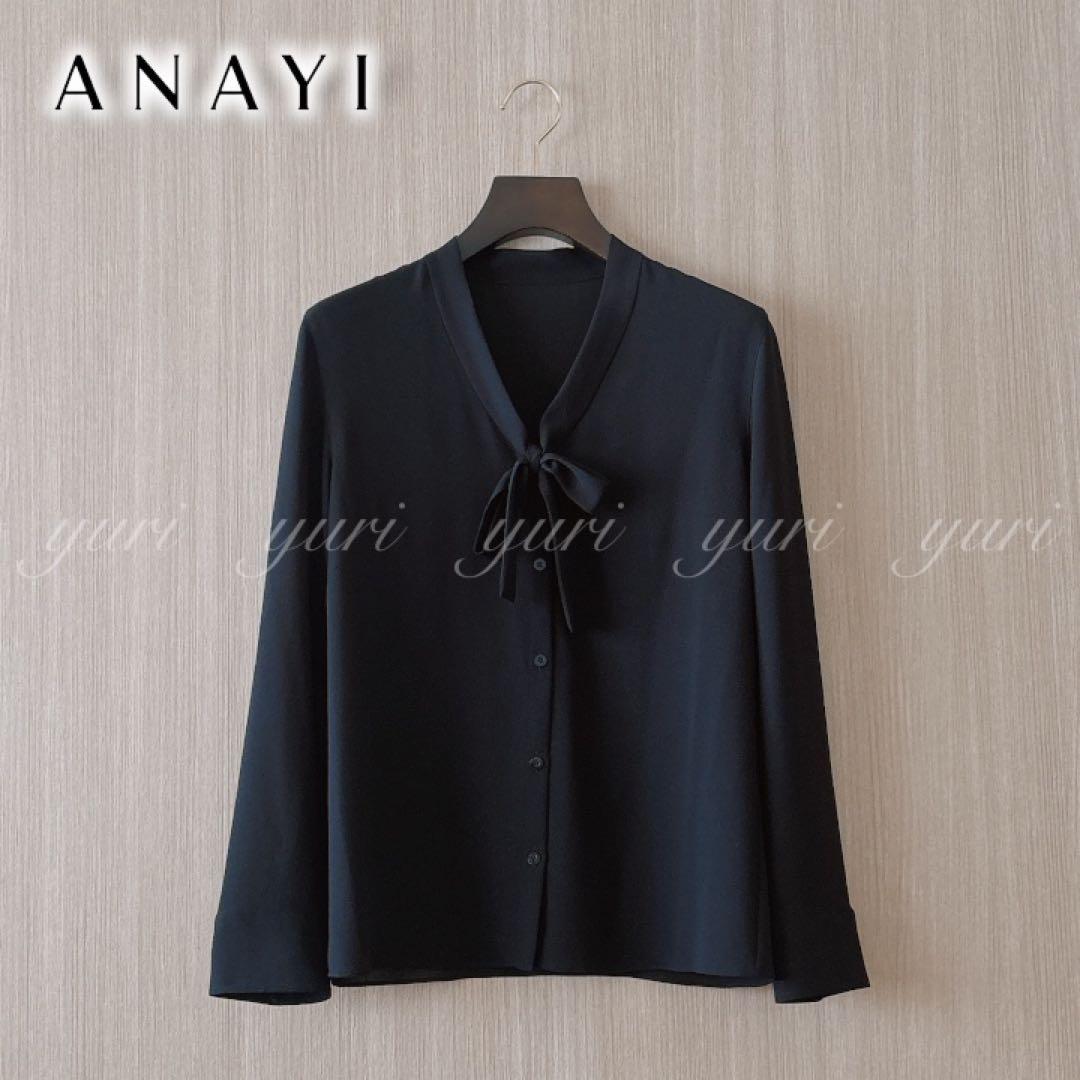 【1269】アナイ　ジョーゼットボウタイ　ブラウス　黒　38 1269】アナイ ジョーゼットボウタイ ブラウス 黒 38 - メルカリ