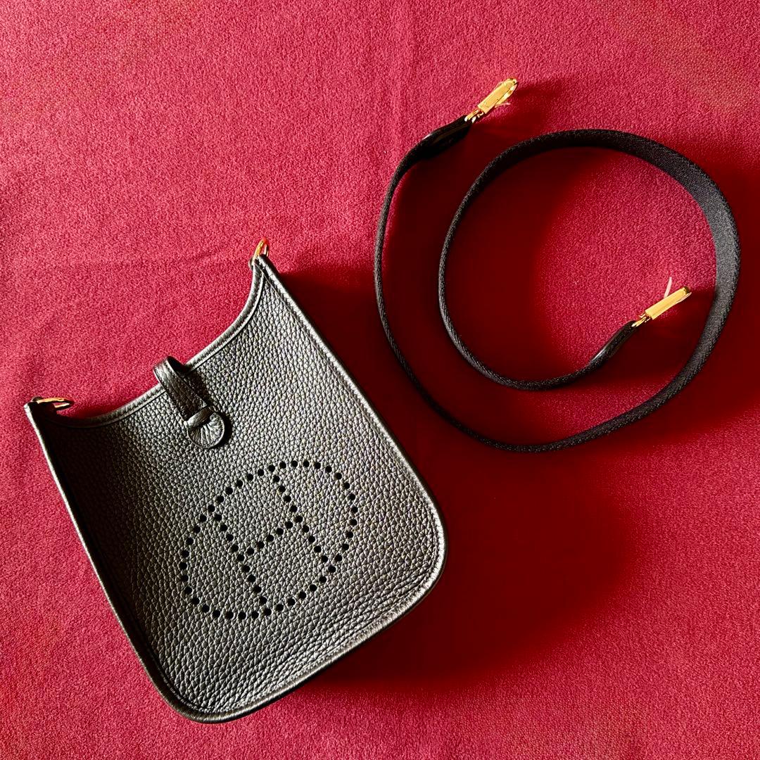 エルメス エブリンTPM 黒 ゴールド金具 ストラップ90cm ストラップ短め