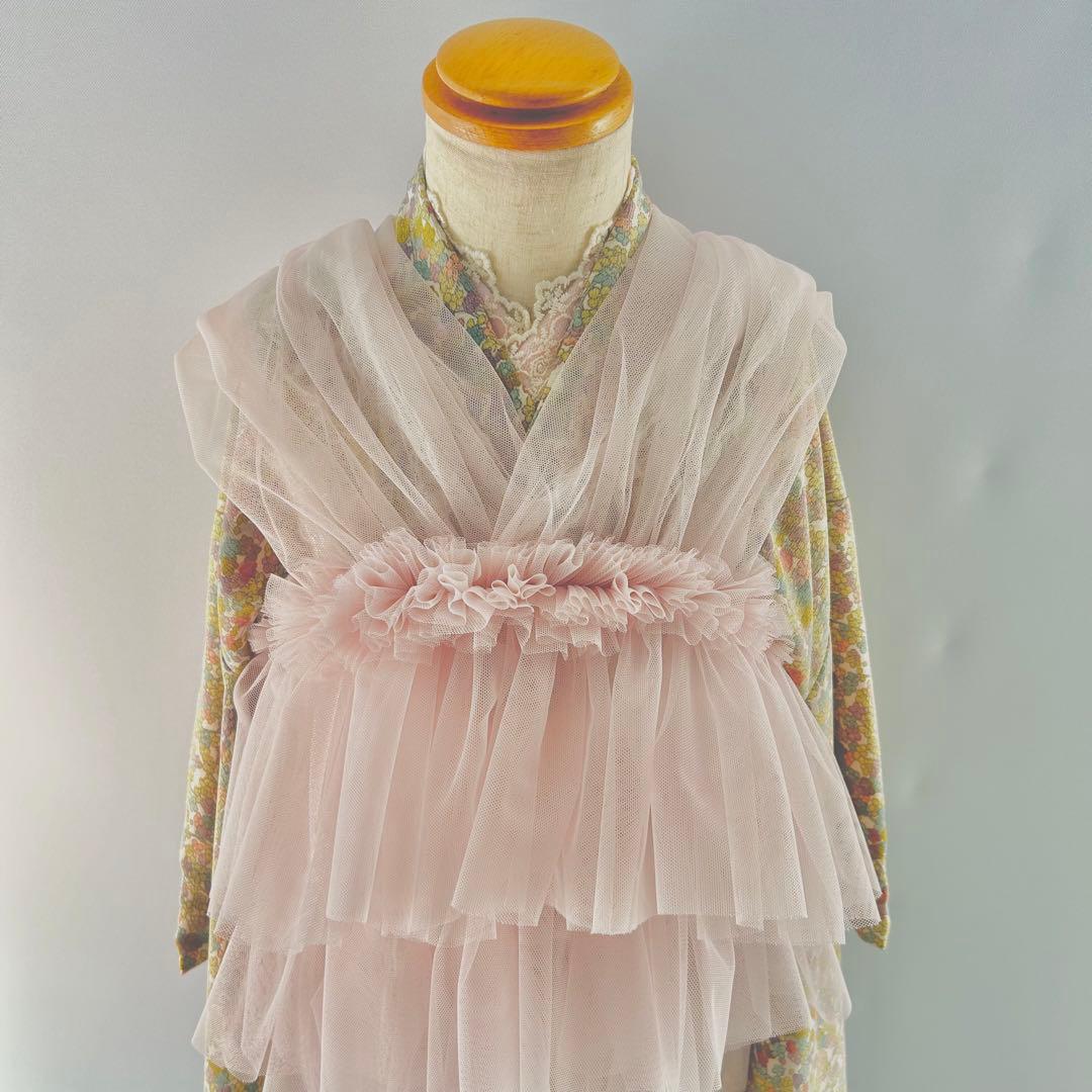 被布エプロン【ベビーピンク】チュール被布 被布ドレス 七五三チュール