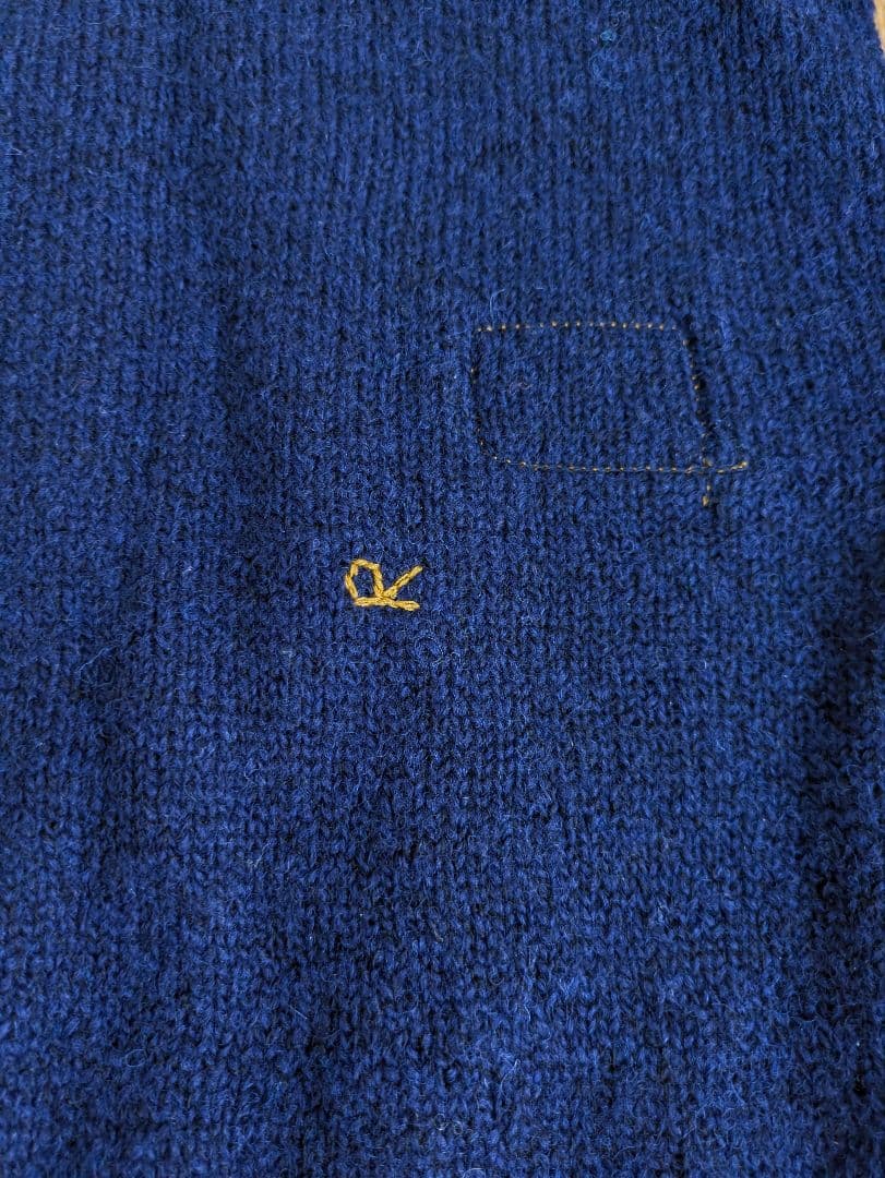 美品【45r】シェットランド超ガーゼのビッグスリット NAVY