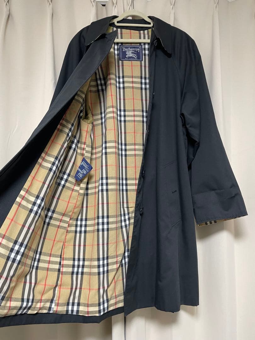 美品・ヴィンテージ】Burberry ステンカラーコート ブラック 春コート