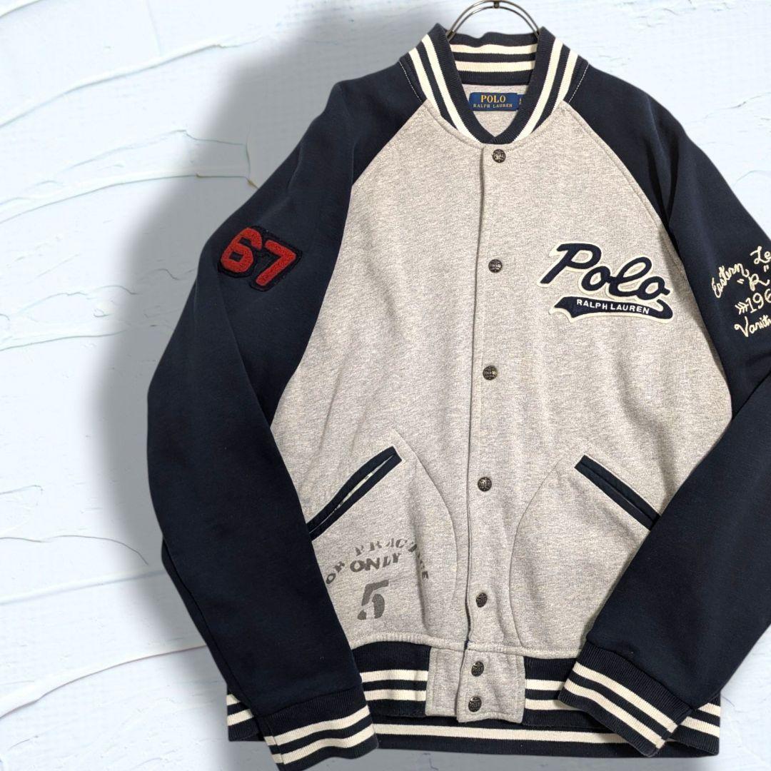 希少 ポロラルフローレン スタジャン スウェット ジャケット 刺繍
