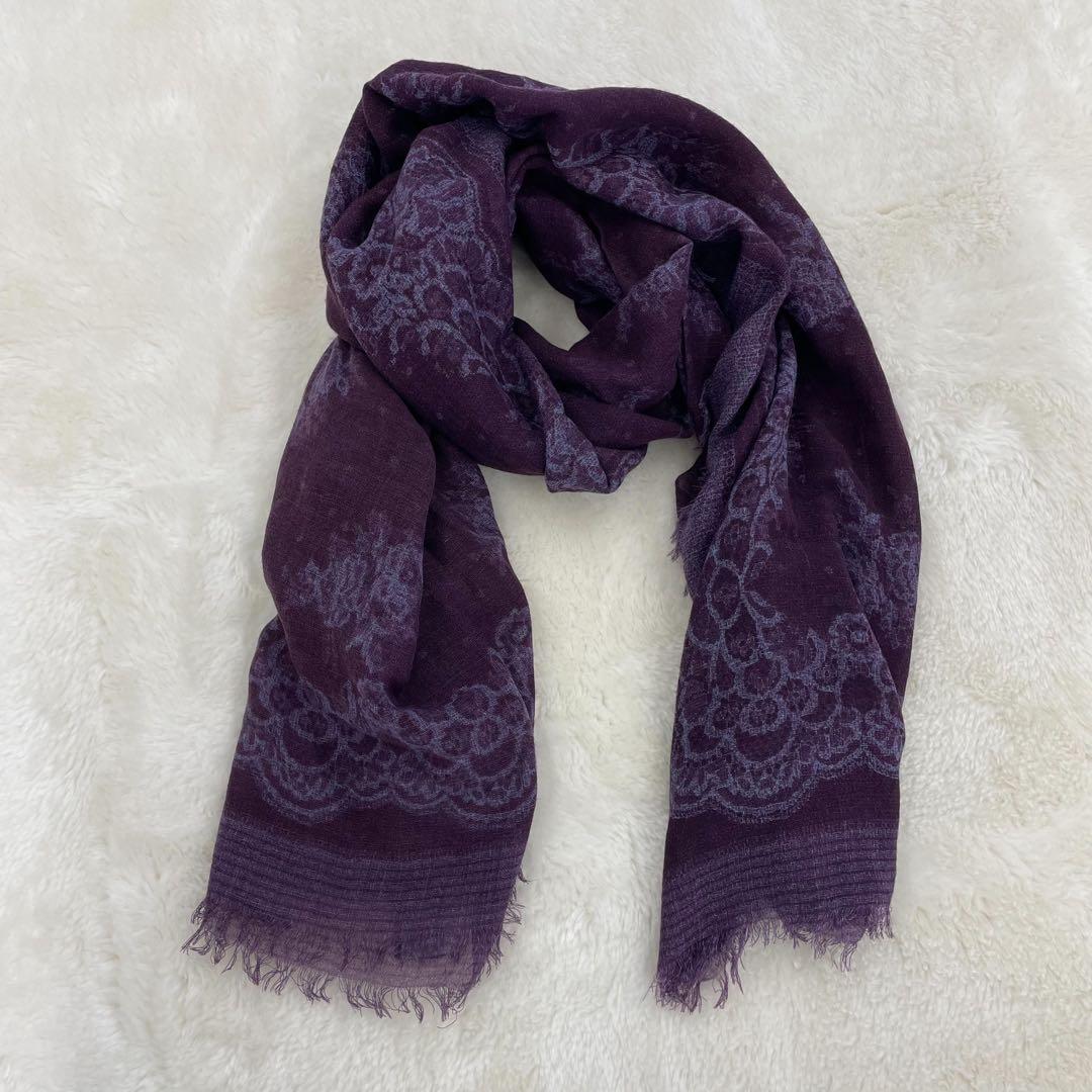 未使用＊FRANCO FERRARI＊ウールカシミヤガーゼ大判ストール＊パープル