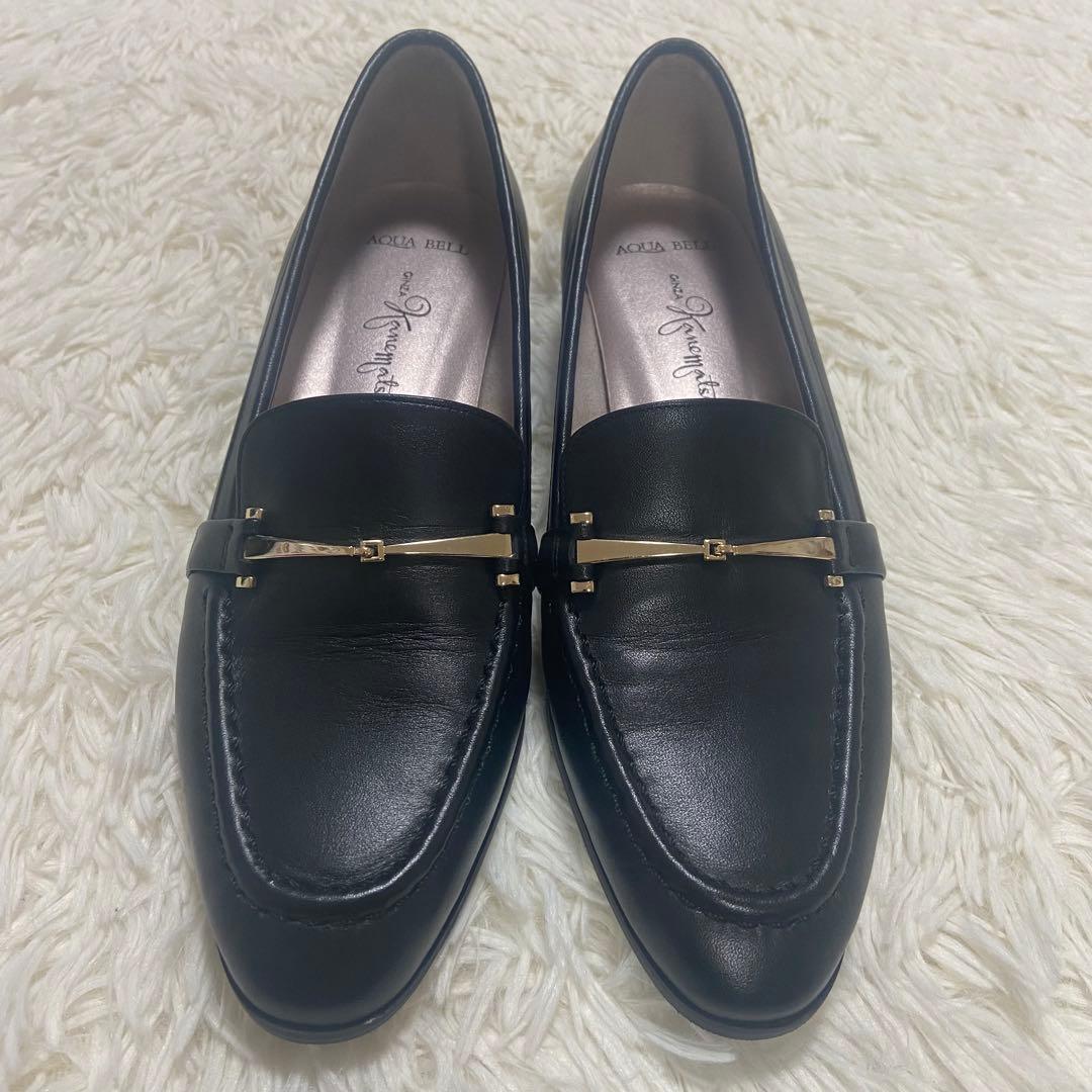 美品】銀座かねまつ ローファー 23.5cm 黒 バックル AQUA BELL - メルカリ