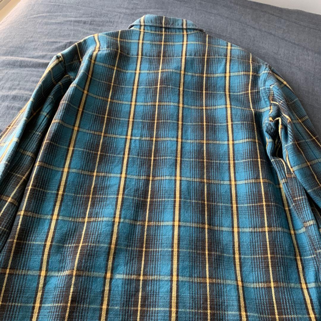 超美品 ヘビーフランネルシャツ ターコイズブルー Lサイズ 木村拓哉