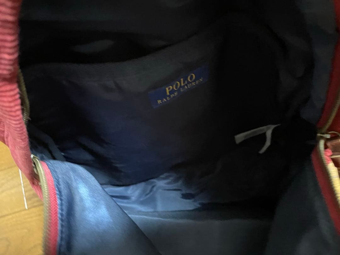 赤 コーデュロイ リュック ポロ刺繍 - メルカリ