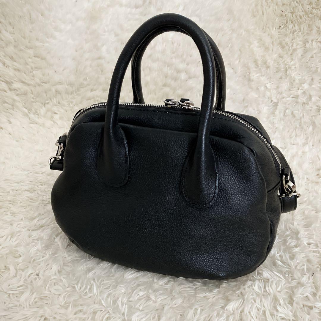 未使用級 BEARDSLEYビアズリー ラウンドミニボストンバッグ ブラック