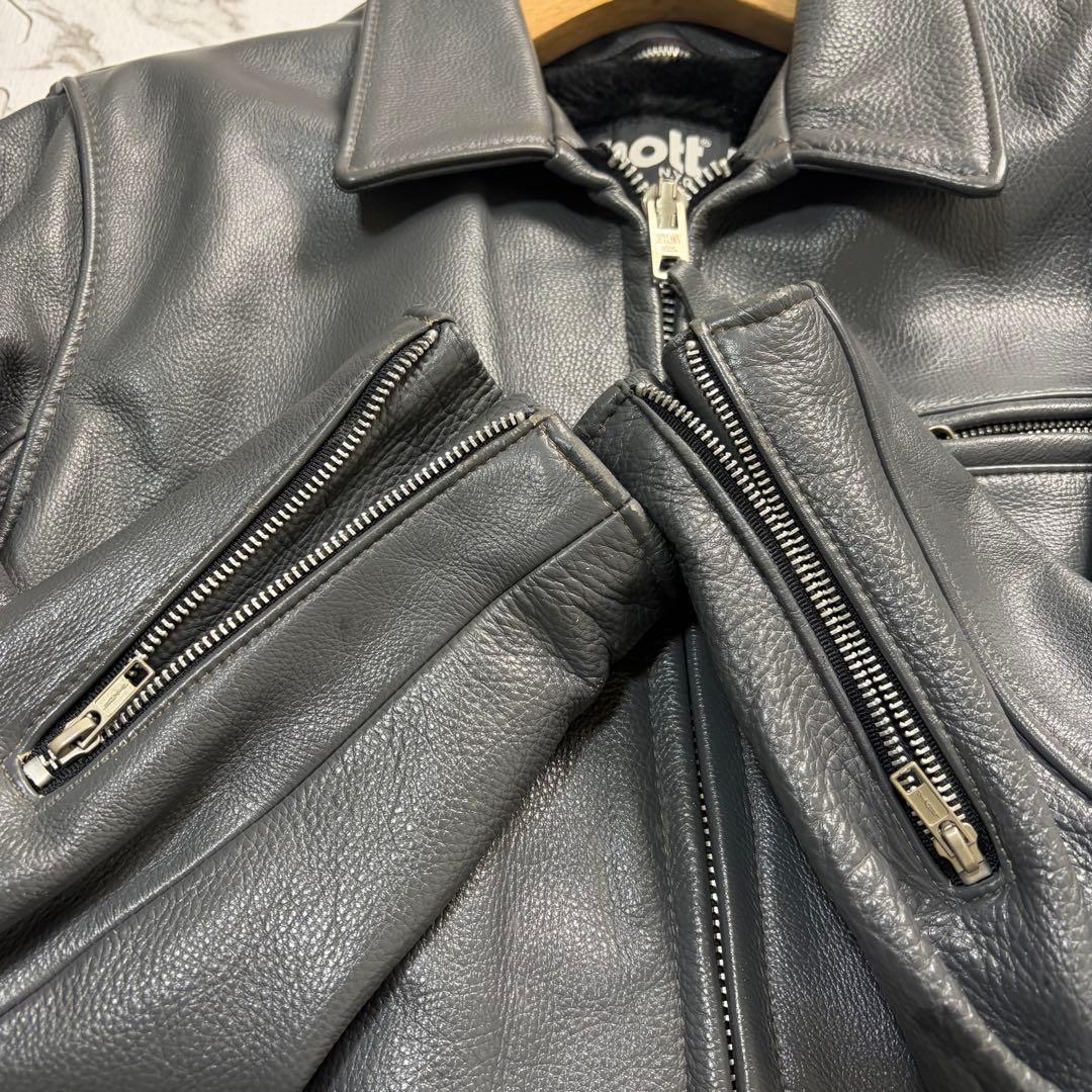 希少✨グレー schott レザー トラッカージャケット 襟付き 40size